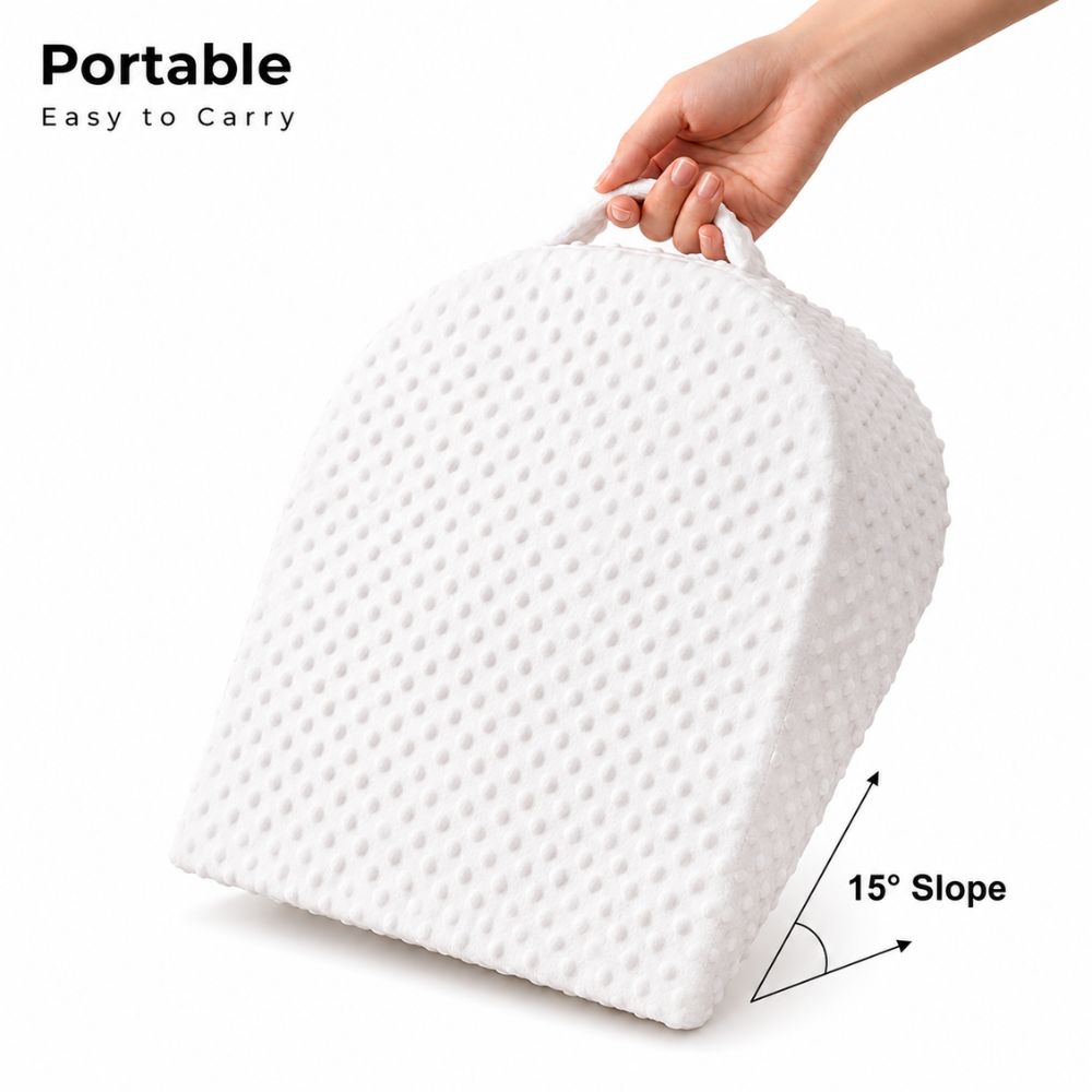 SUNVENO 15¬∞ Slope Baby Pillow with Removable Cover - White