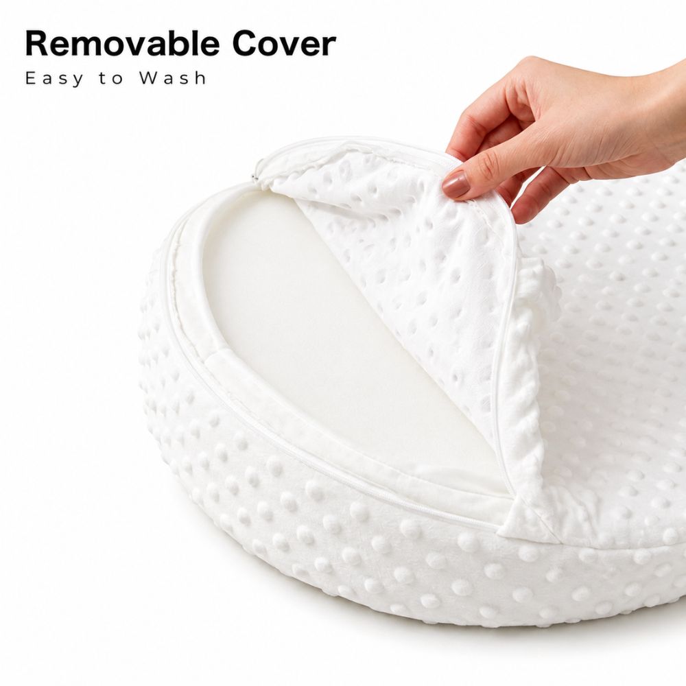 SUNVENO 15¬∞ Slope Baby Pillow with Removable Cover - White