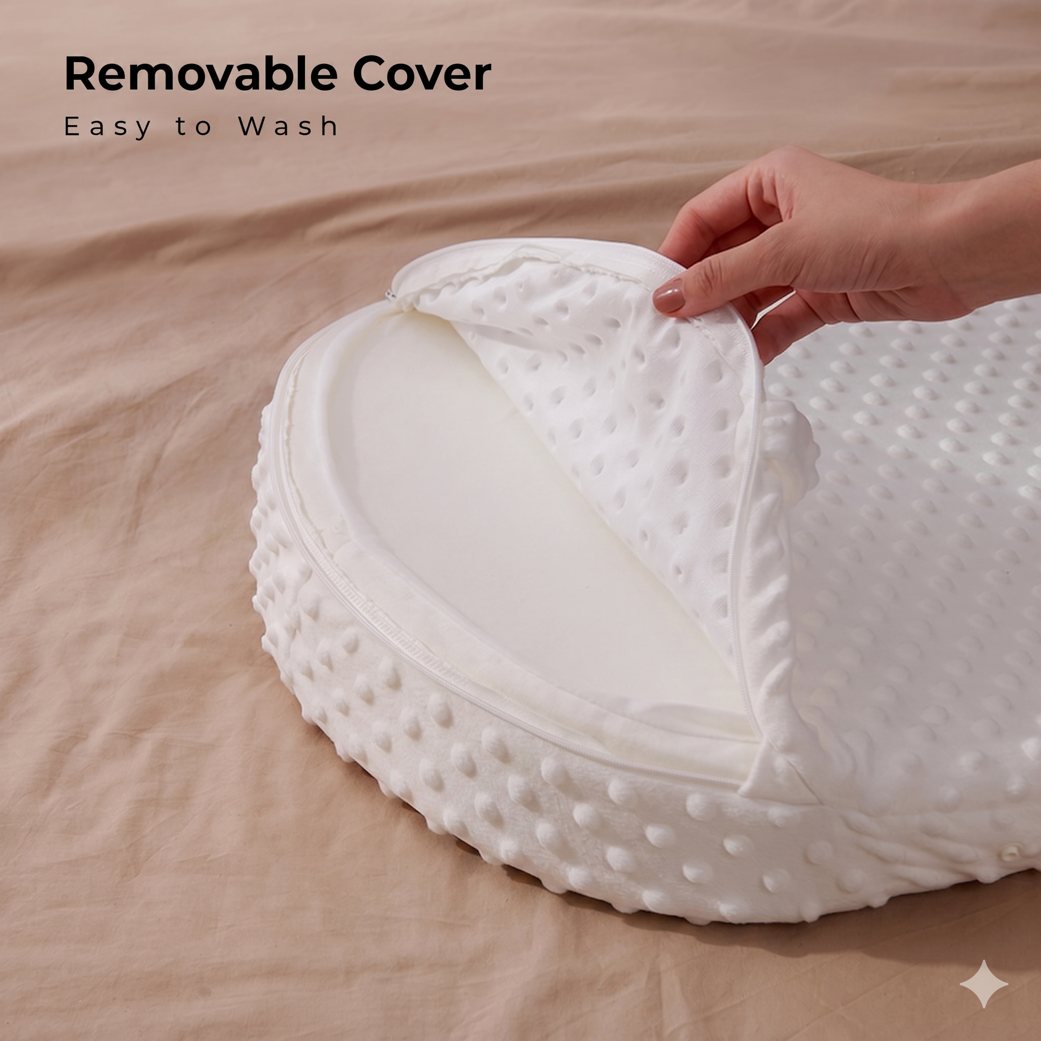 SUNVENO 15° Slope Baby Pillow with Removable Cover - White