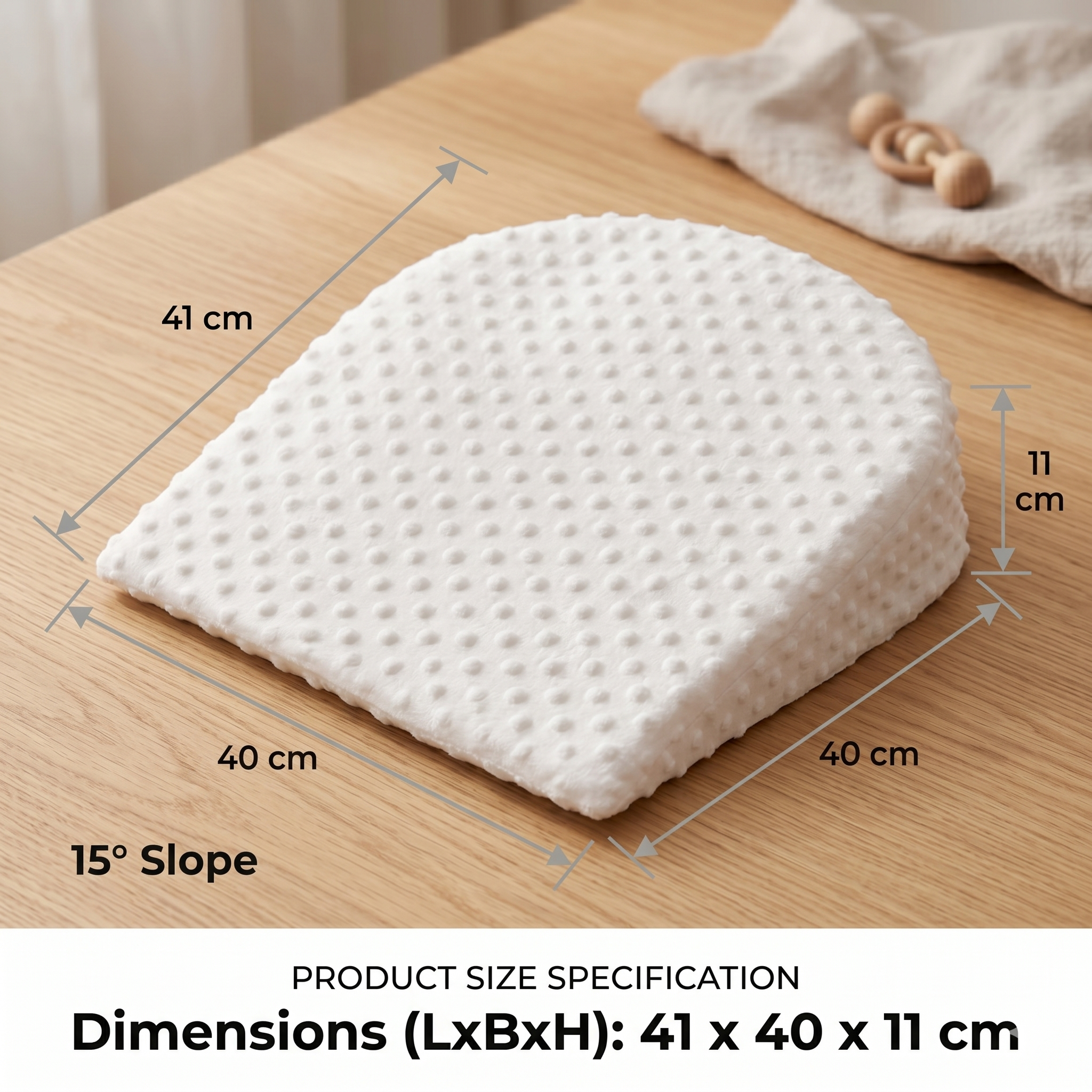 SUNVENO 15° Slope Baby Pillow with Removable Cover - White
