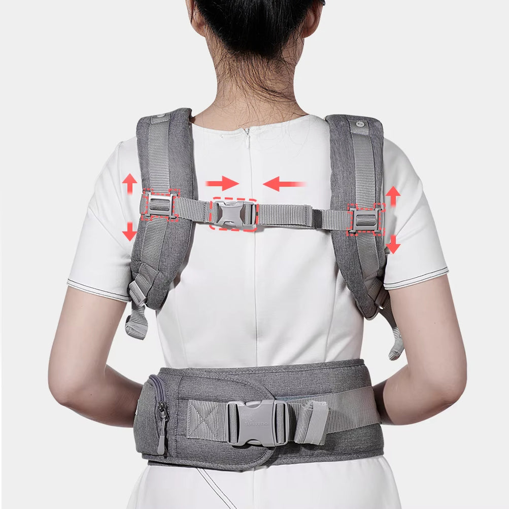 SUNVENO Baby Carrier with Infant Hip Seat - Grey