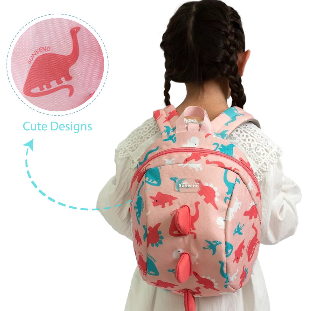 SUNVENO Kids Backpack - Dinosaur Pink