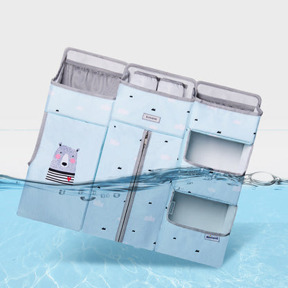 SUNVENO Baby Bedside Portable Crib Organizer - Blue