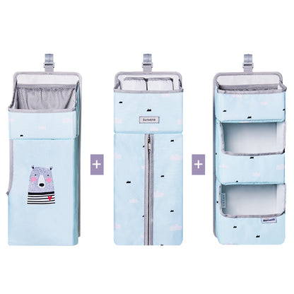 SUNVENO Baby Bedside Portable Crib Organizer - Blue