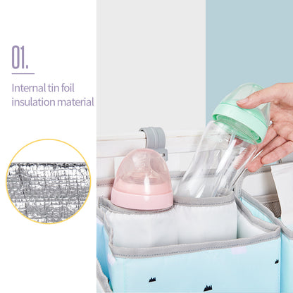 SUNVENO Baby Bedside Portable Crib Organizer - Blue