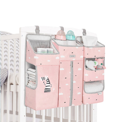 SUNVENO Baby Bedside Portable Crib Organizer - Pink