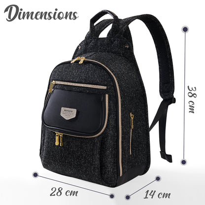 SUNVENO Fashion Compact Diaper Backpack - Black