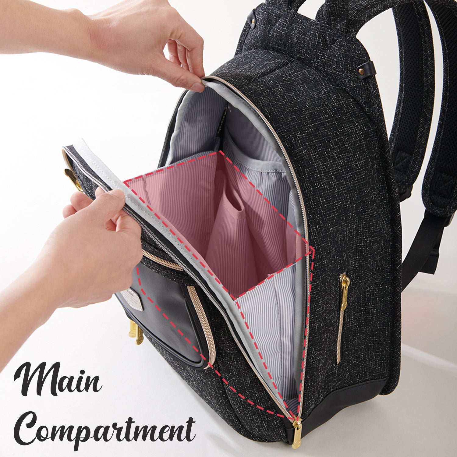 SUNVENO Fashion Compact Diaper Backpack - Black