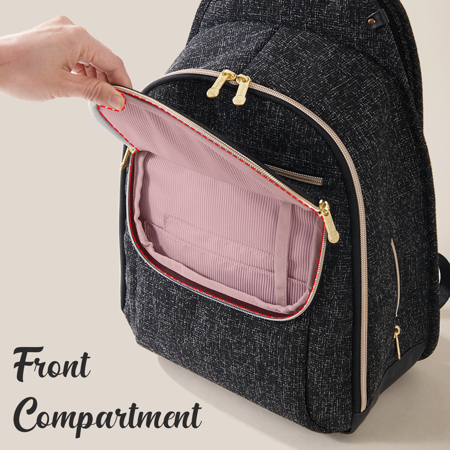 SUNVENO Fashion Compact Diaper Backpack - Black