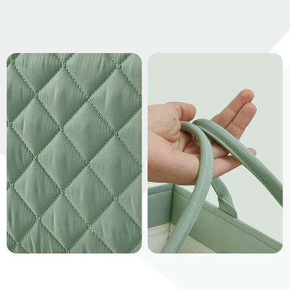 Sunveno Foldable Baby Nursery Organizer Caddy with Removable Dividers & Carry Handles, Sage Green