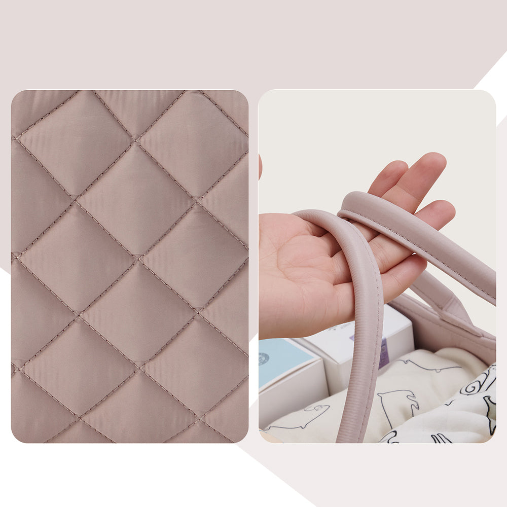 Sunveno Foldable Baby Nursery Organizer Caddy with Removable Dividers & Carry Handles, Blush Pink