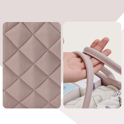 Sunveno Foldable Baby Nursery Organizer Caddy with Removable Dividers & Carry Handles, Blush Pink