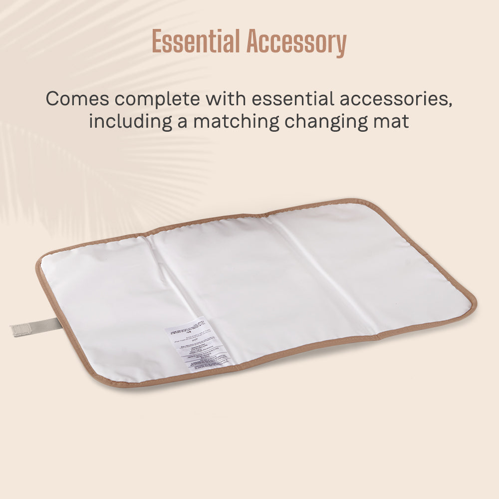 SUNVENO Corduroy Diaper Bag with Changing Mat and Stroller Straps - Beige Khaki