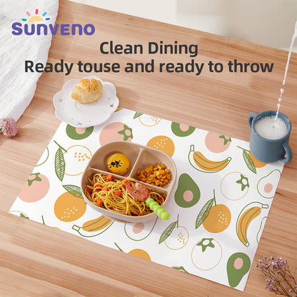 Sunveno baby Feeding Disposable Travel Multipurpose Placemats, 40 Pcs/Pack