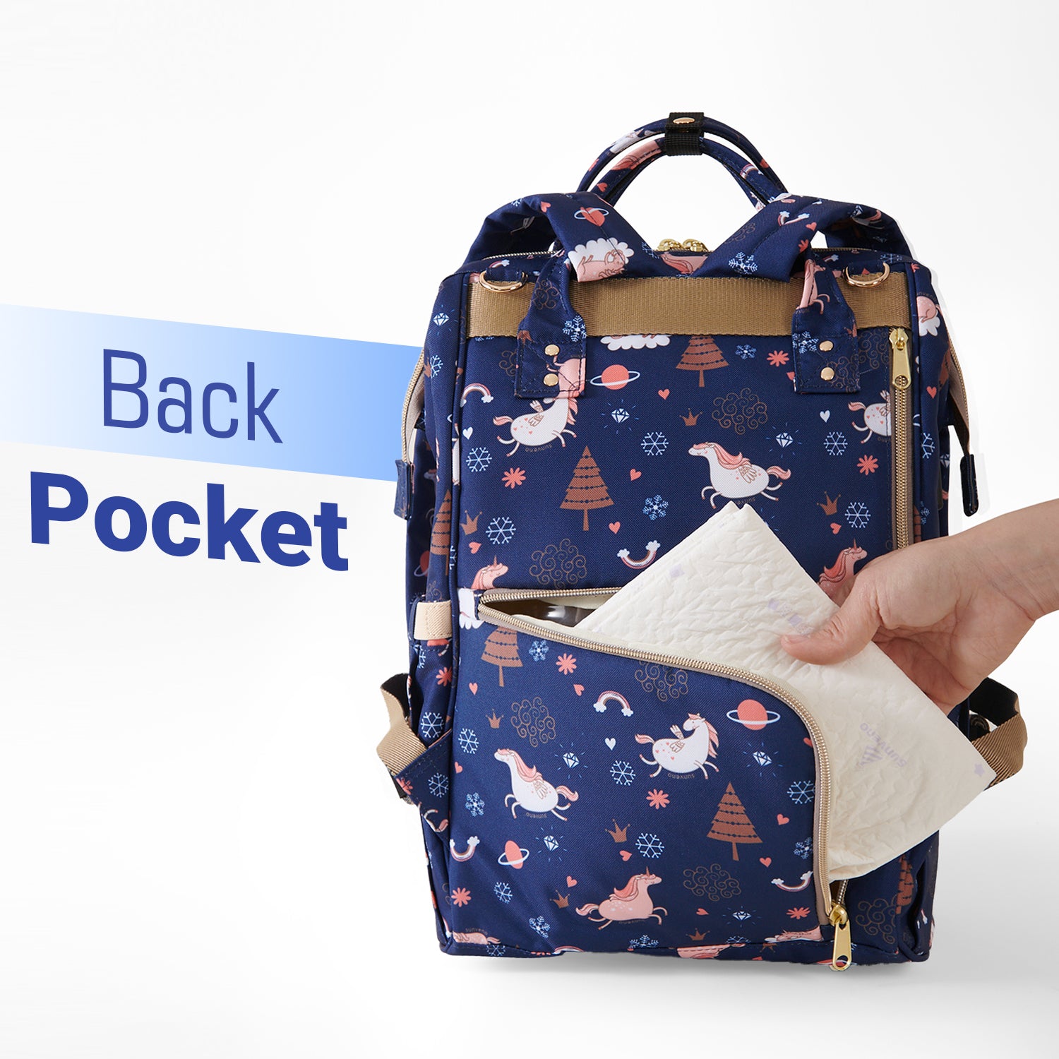SUNVENO Diaper Bag with USB Charging Port and Changing Mat - Blue Dream Sky