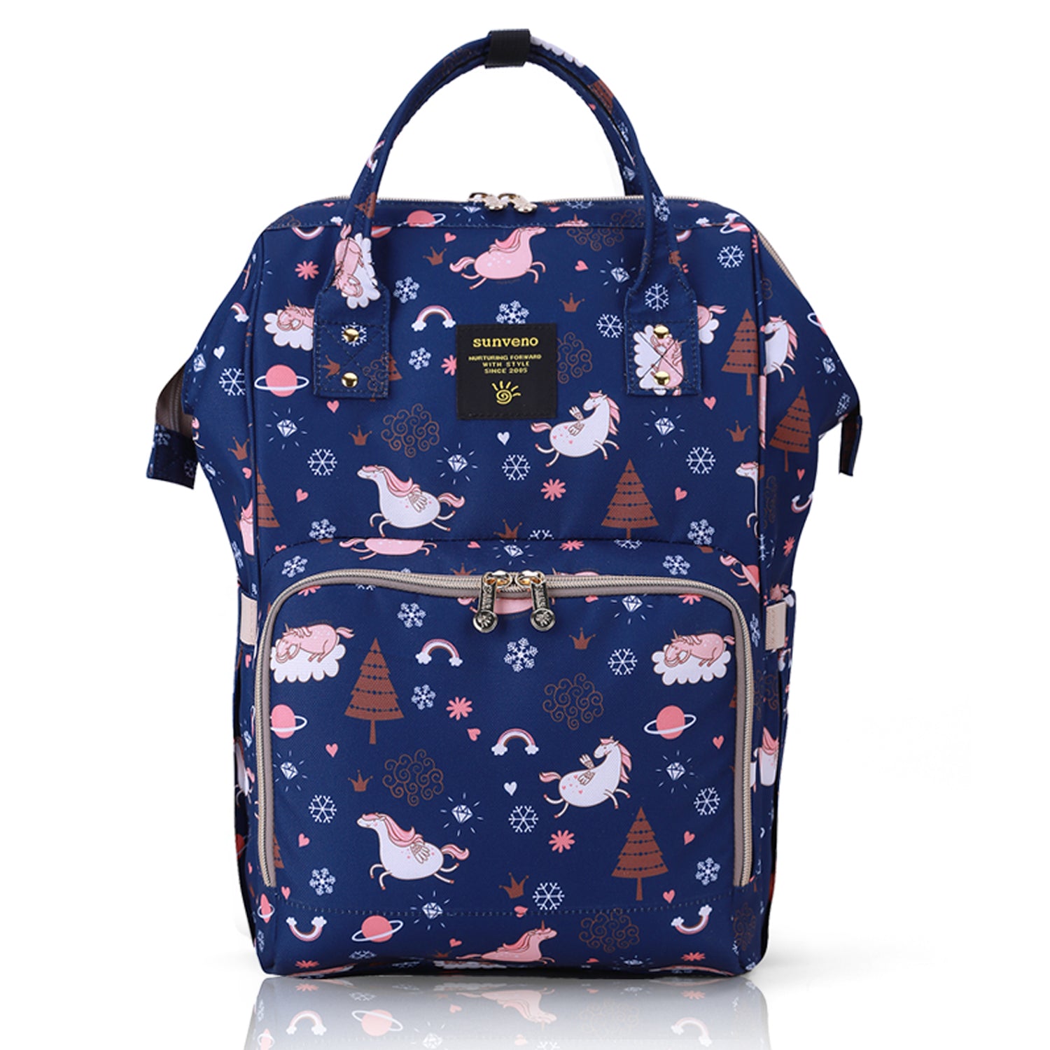 SUNVENO Diaper Bag with USB Charging Port and Changing Mat - Blue Dream Sky