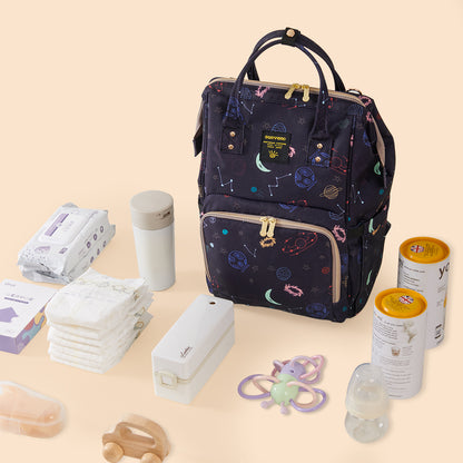 حقيبة حفاضات صن فينو مع منفذ شحن USB وسجادة تغيير الحفاضات - أزرق دريم جالاكسي