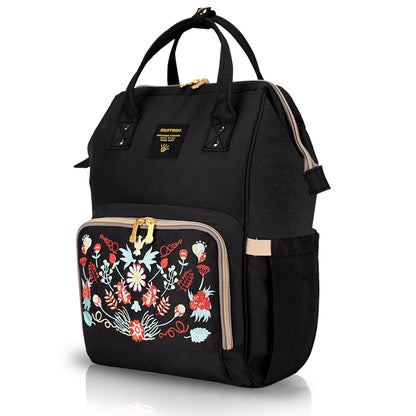 SUNVENO Diaper Bag with USB Charging Port and Changing Mat - Black