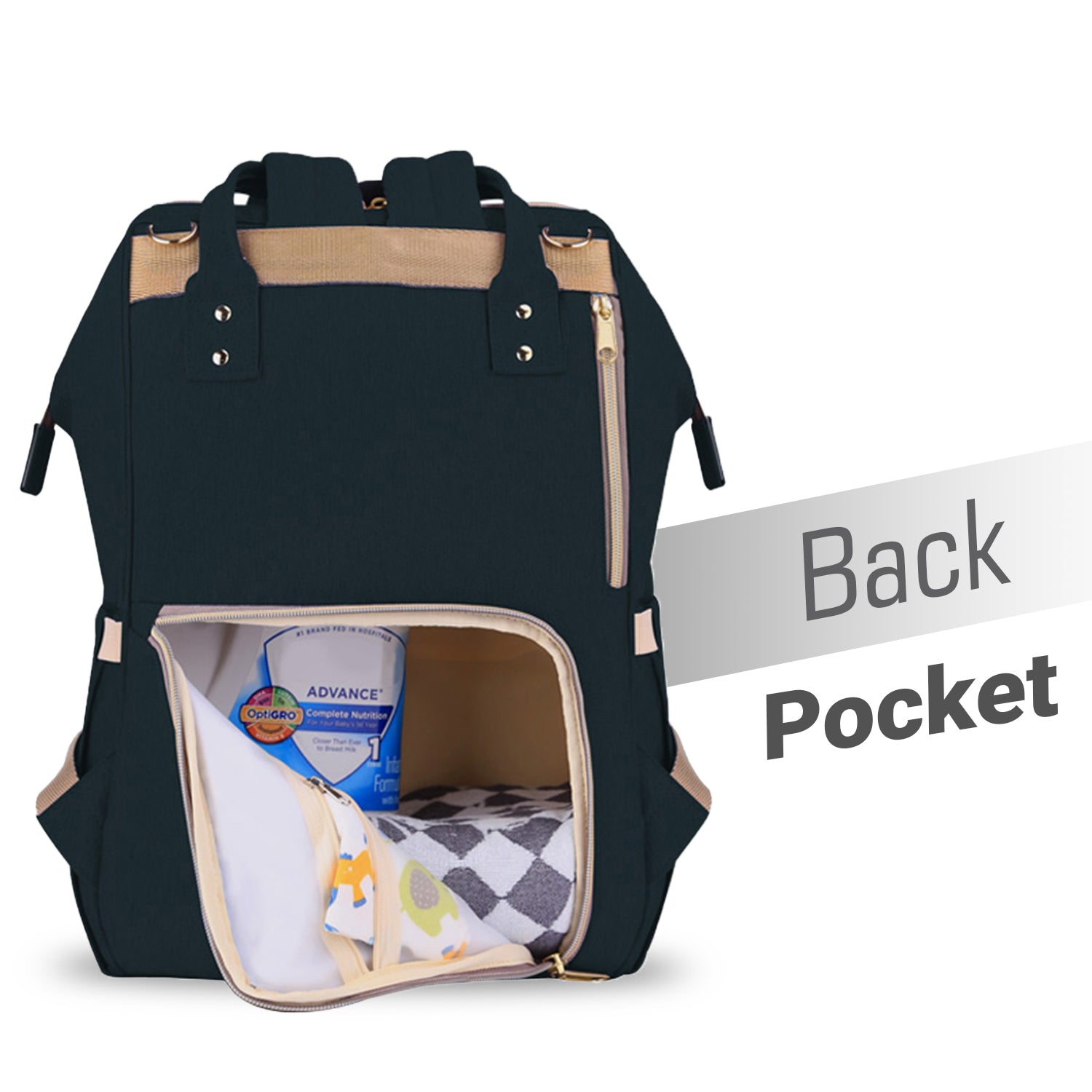 SUNVENO Diaper Bag with USB Charging Port and Changing Mat - Black