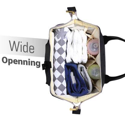 SUNVENO Diaper Bag with USB Charging Port and Changing Mat - Black