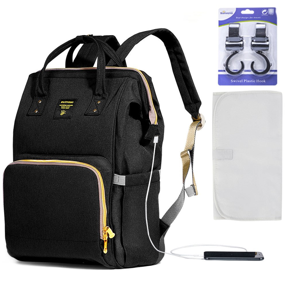 SUNVENO New Mom Combo - Diaper Bag wt Changing Pad and Hooks