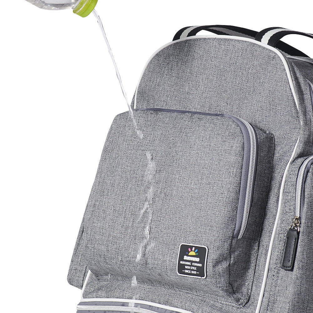 SUNVENO Signature Maternity Diaper bag - Grey + Stroller Hooks
