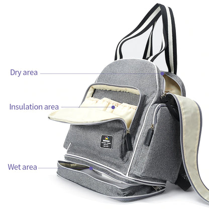 SUNVENO Signature Maternity Diaper bag - Grey + Stroller Hooks