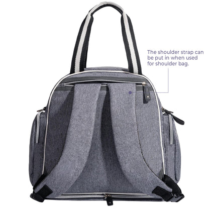 SUNVENO Signature Maternity Diaper bag - Grey + Stroller Hooks