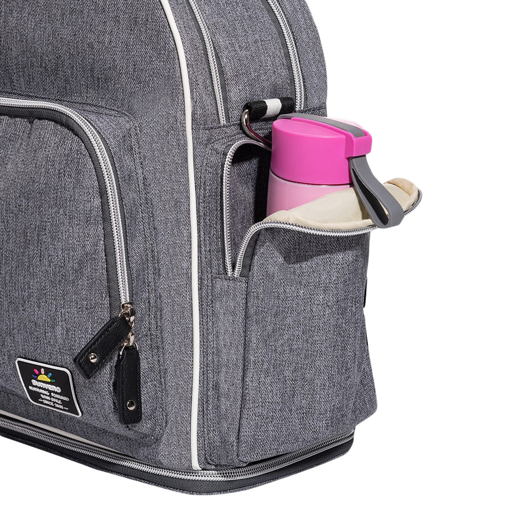SUNVENO Signature Maternity Diaper bag - Grey + Stroller Hooks