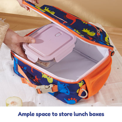 SUNVENO Lunch Bag w/shoulder Strap - Dino Blue