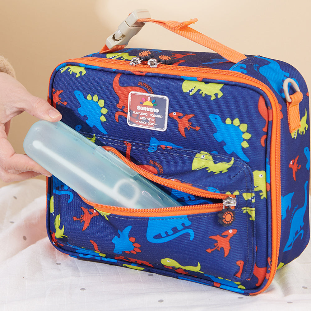 SUNVENO Lunch Bag w/shoulder Strap - Dino Blue