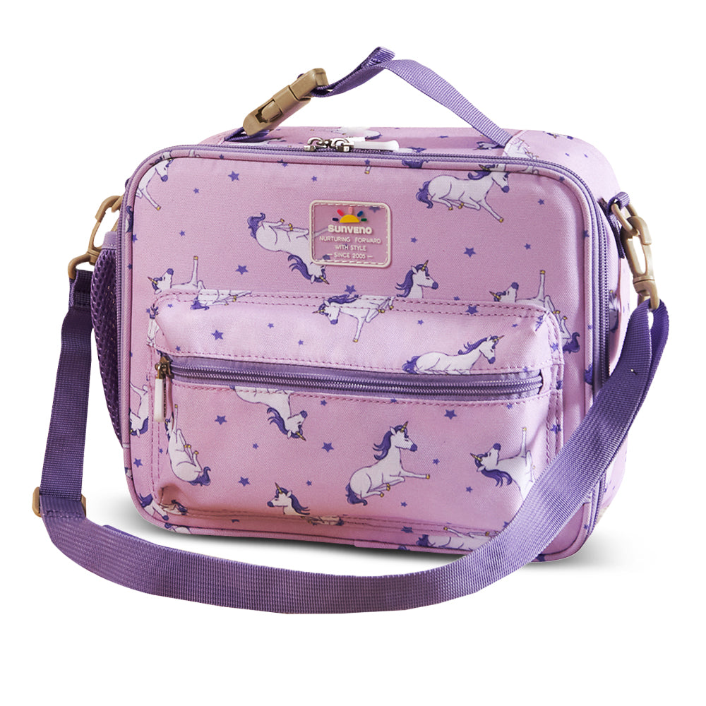 SUNVENO Lunch Bag w/shoulder Strap - Unicorn Purple