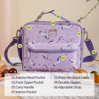 SUNVENO Lunch Bag w/shoulder Strap - Unicorn Purple