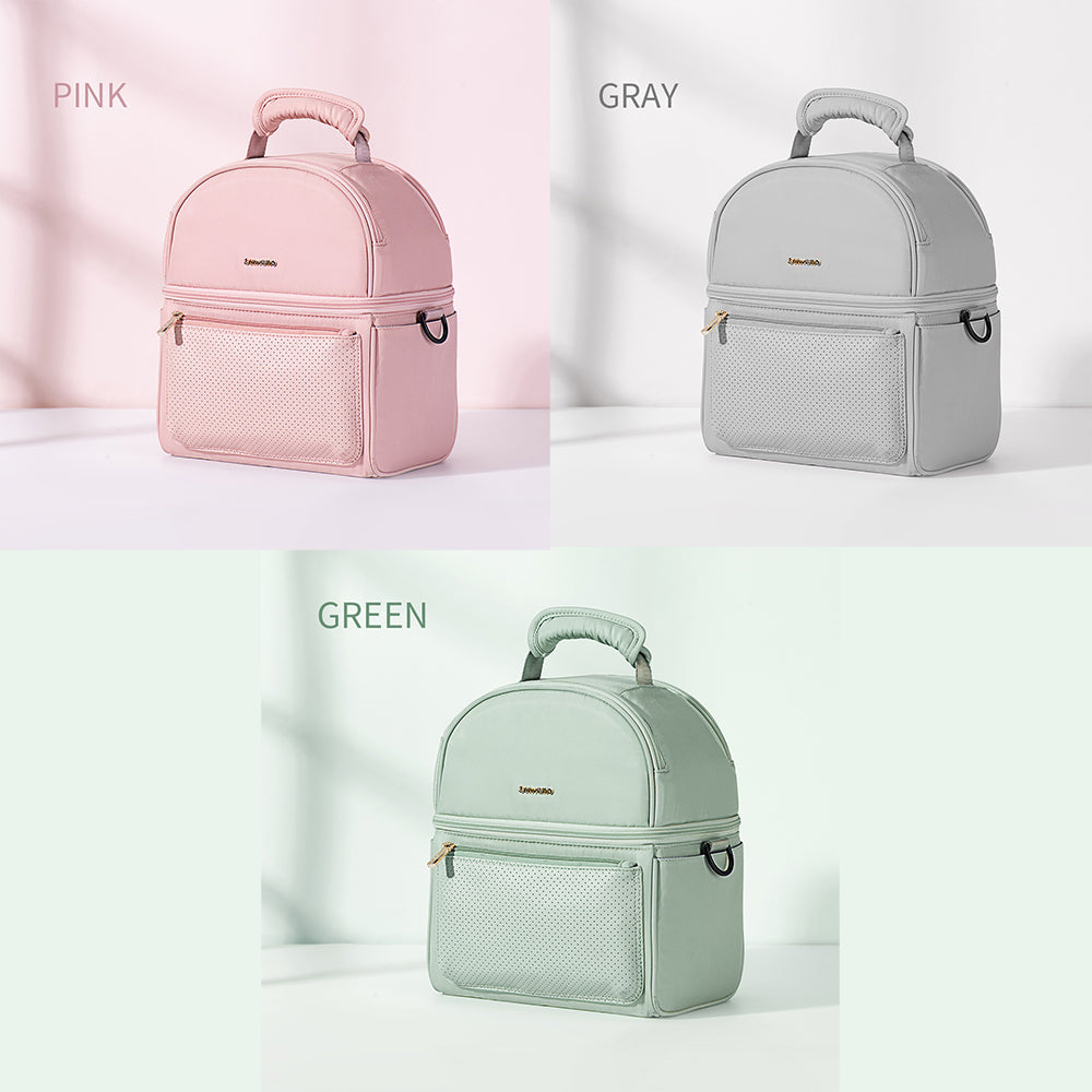 صن فينو - حقيبة غداء معزولة مع علبة حرارية - رمادي