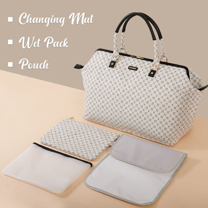 SUNVENO Mommy Fashion Diaper Bag - White