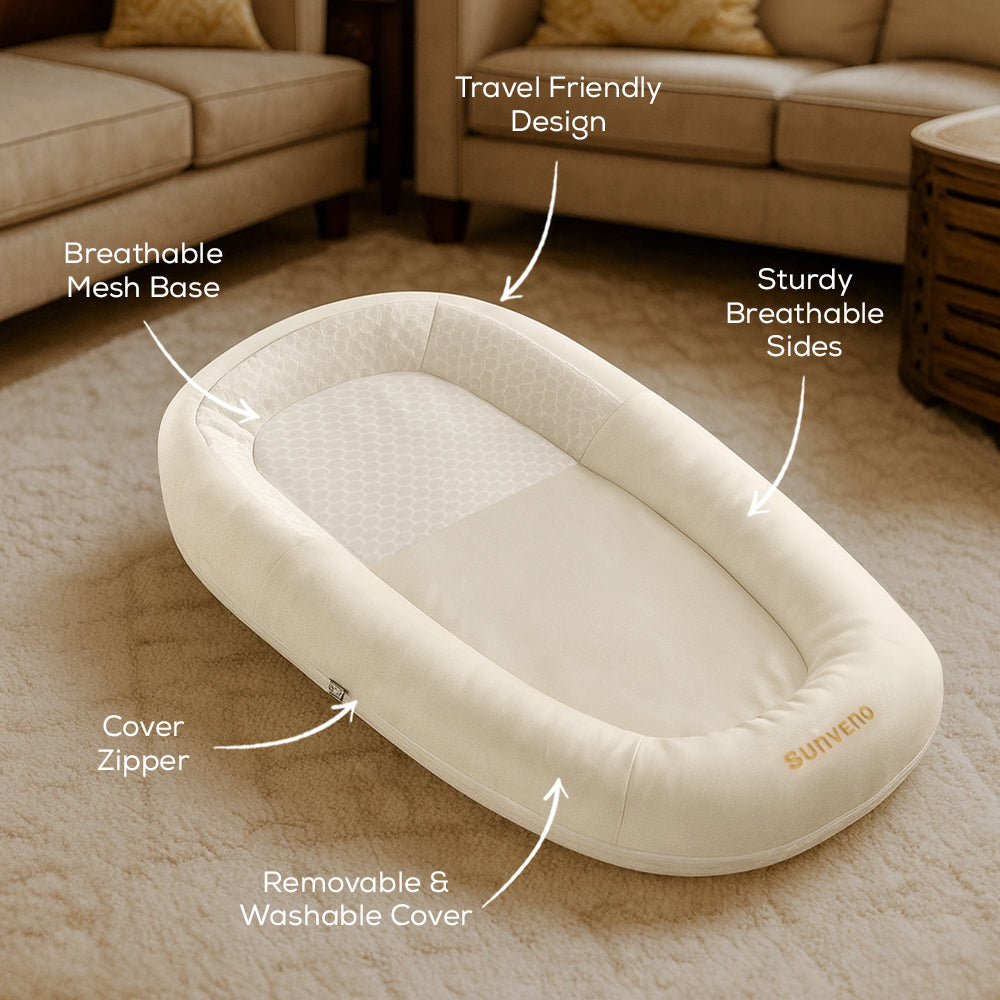 سرير/كبسولة أطفال حديثي الولادة من صنڤينو - أبيض | خفيف الوزن، مريح وآمن للأطفال الرضع (من 0 إلى 8 أشهر)
