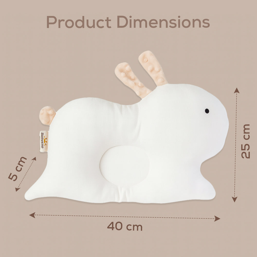 وسادة تشكيل رأس صنفينو - أرنب (أبيض) | ناعمة، داعمة وآمنة للأطفال من عمر 0-1 سنة
