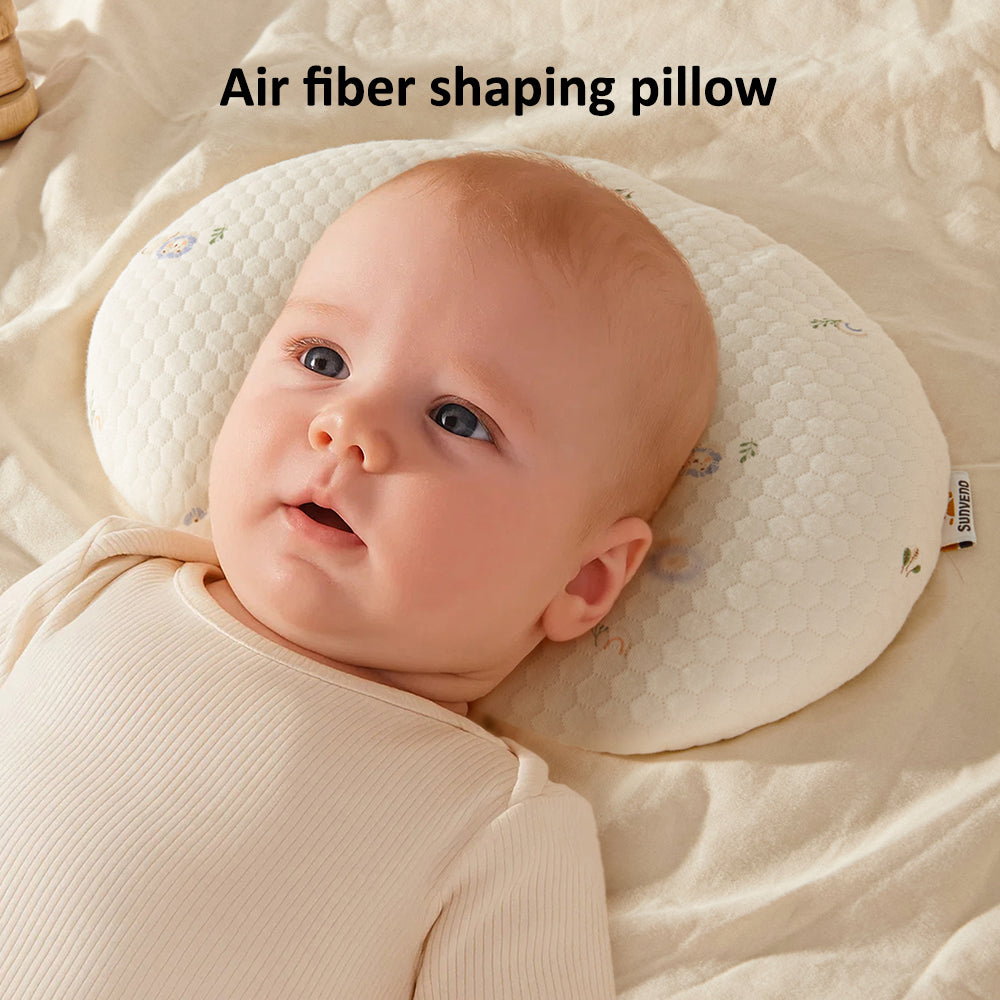 Sunveno Baby Head Shaping Pillow – Breathable Anti-Flat Head Infant Support Pillow, White