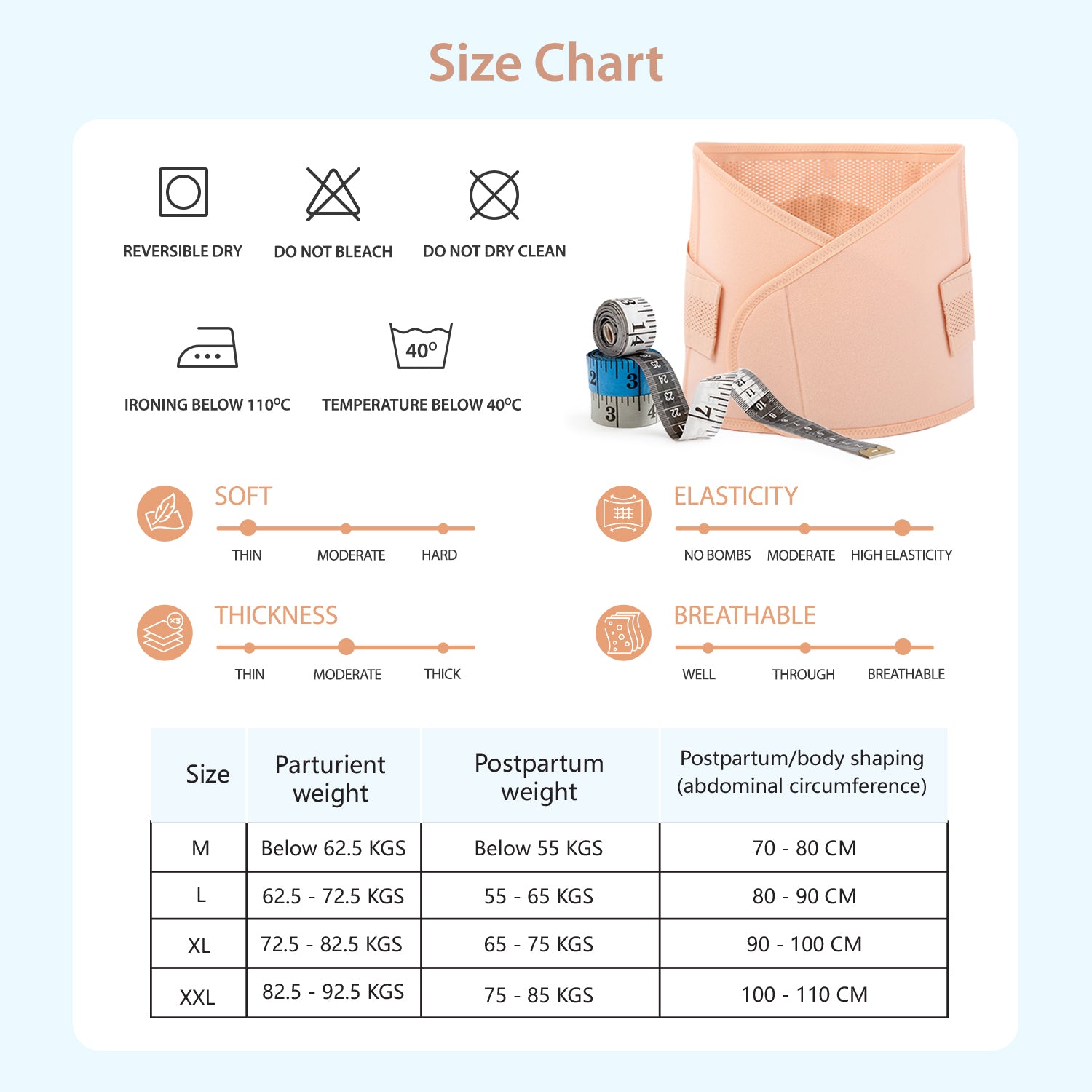 SUNVENO دعامة البطن للأمومة بمقبض متقاطع - بيج، متوسط