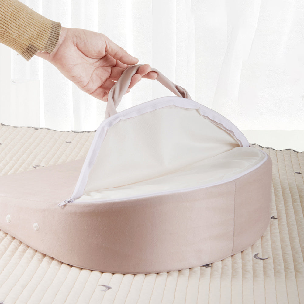 Sunveno Portable Baby Anti - spill Milk U Shape Pillow w/10° & 15° Slope pad Bear Pink