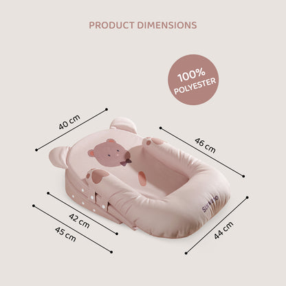 Sunveno Portable Baby Anti - spill Milk U Shape Pillow w/10° & 15° Slope pad Bear Pink