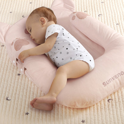 Sunveno Portable Baby Anti - spill Milk U Shape Pillow w/10° & 15° Slope pad Bear Pink