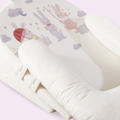 Sunveno Portable Baby Anti - spill Milk U Shape Pillow w/10° & 15° Slope pad _ Rabbit White