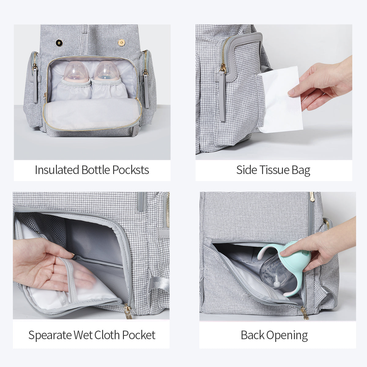 SUNVENO Vouge Diaper Bag - Grey