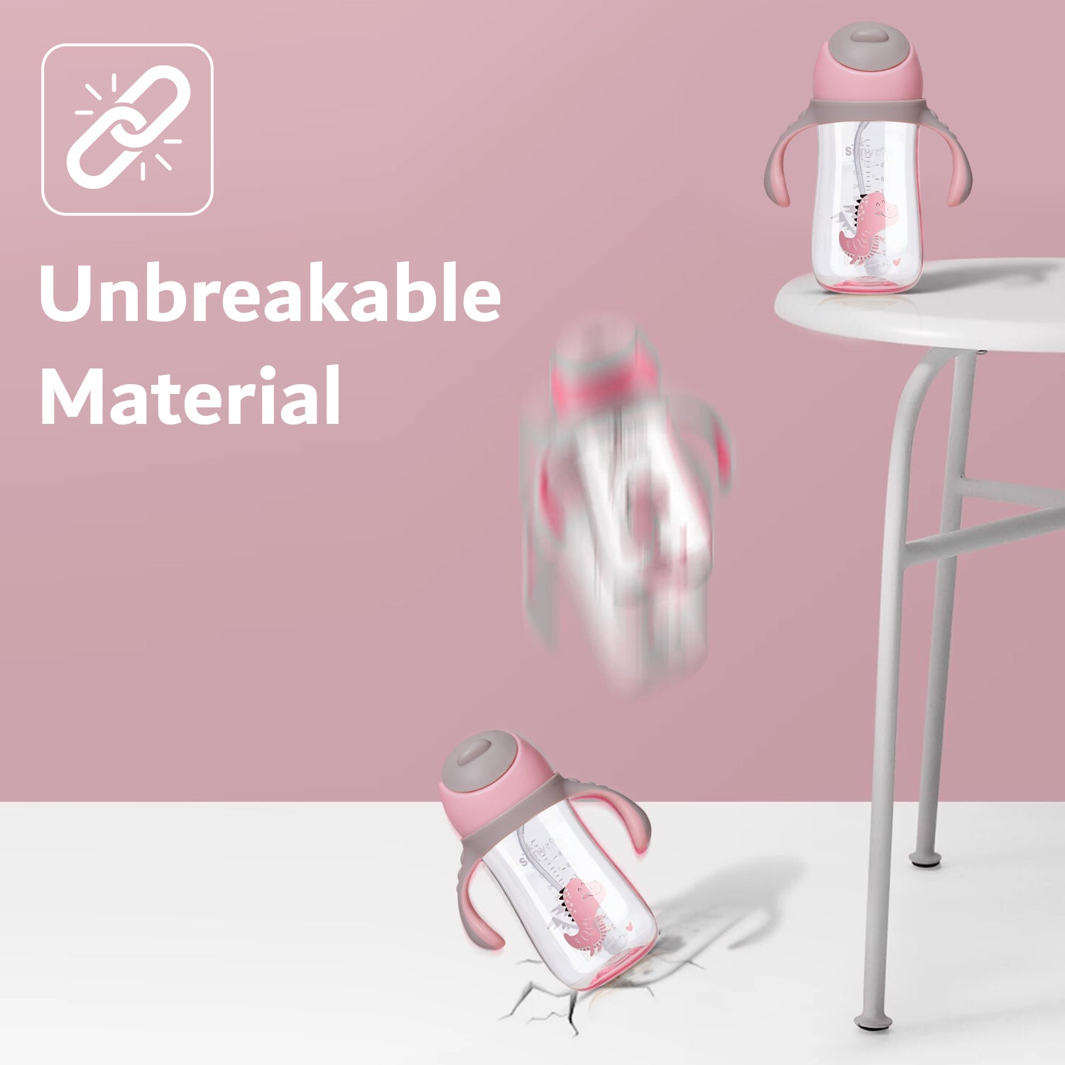 كوب ماء/زجاجة رضاعة صن فينو 300 مل - وردي