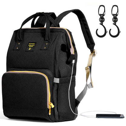 SUNVENO Diaper Bag - XL - Black with SUNVENO Stroller Hooks