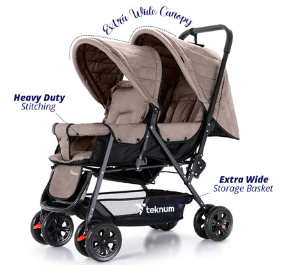 TEKNUM Double Baby Stroller - Khaki