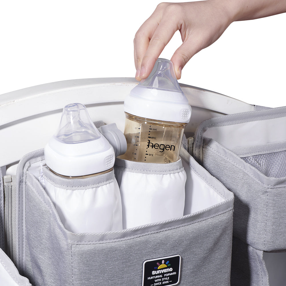 SUNVENO Baby Bedside Portable Crib Organizer - Grey