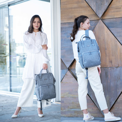 SUNVENO Diaper Bag - Nova Grey + Stroller Hooks