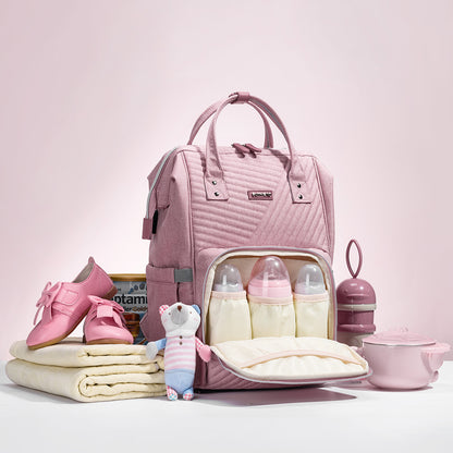 SUNVENO Diaper Bag - Nova Pink + Stroller Hooks